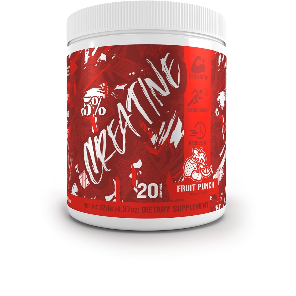 5% Uztura kods sarkans mikronizēts kreatīns - monohidrāts pulveris Blend - aromatizēts kreatīns enerģijai, izturībai, šūnu enerģijai un kognitīvajai veselībai (Augļu pūce)