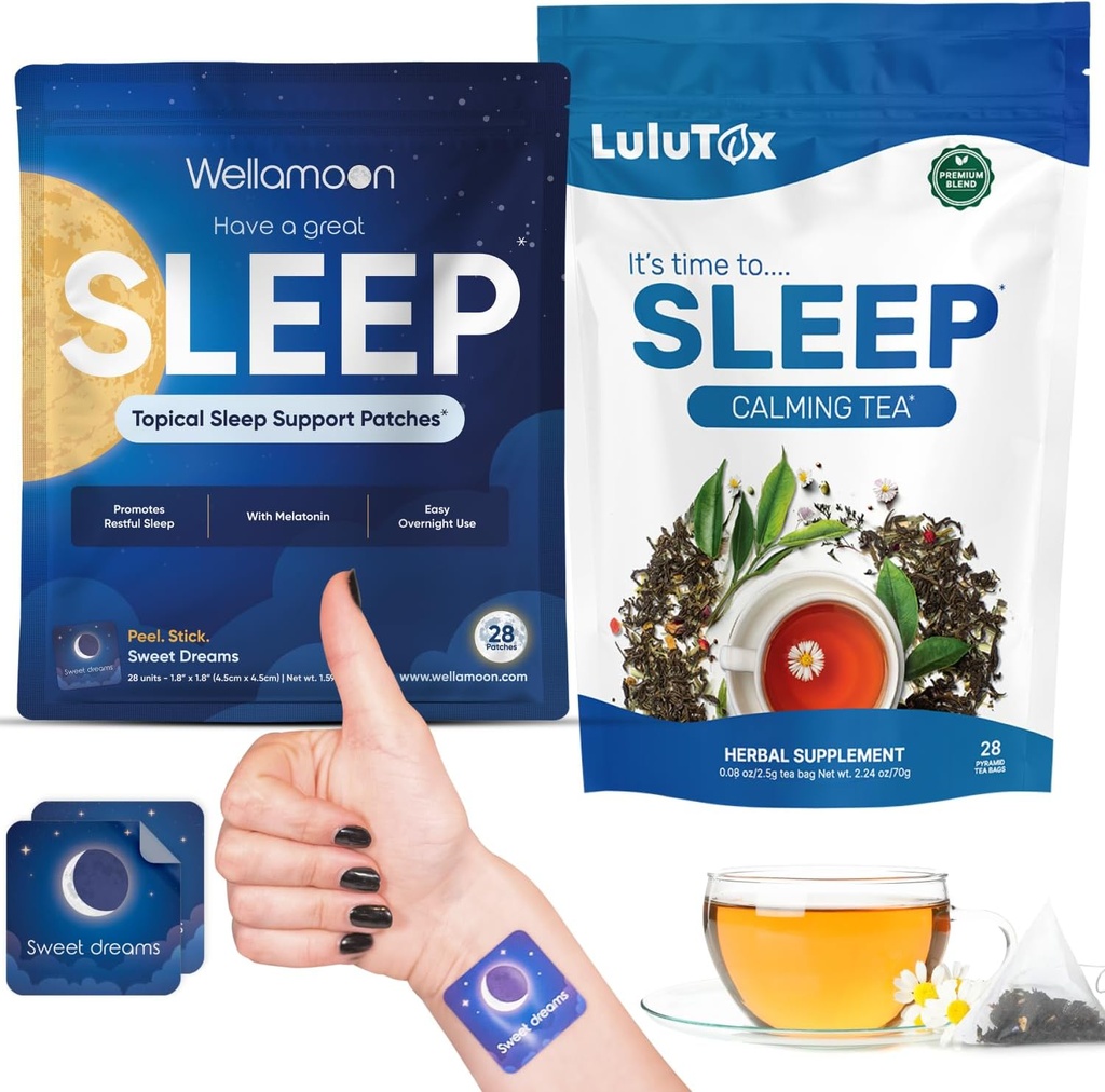 Wellamoon Miega Patches & Lulutox Miega Tējas Bundle (28 Patches & 28 Servējumi)