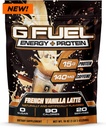 G degvielas proteīns + enerģijas dzērienu pulveris, pirms treniņa Kofeīns maisījums Gaming, bez cukura Focus Amino, vitamīns + antioksidanti, 19oz (Francijas Vanilla Latte, 20 Kalpo)
