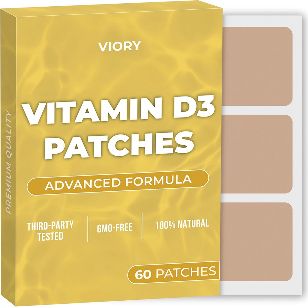 D3 Patches (iepakojums 60) - 100% Dabīgs D patch sievietēm un vīriešiem - ar kalcija, magnija, K2 - Imūnās un ķermeņa atbalsts - Uzlabota formula