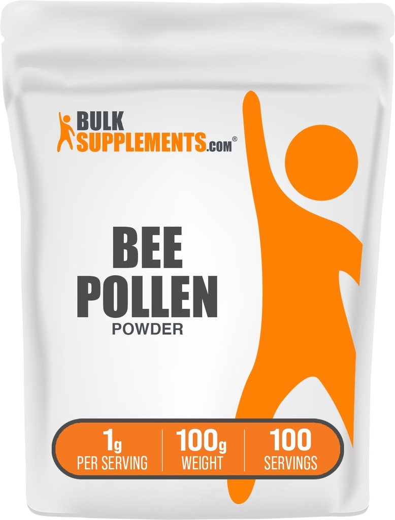 BulkSupplements.com Bee Pollen Pulveris - Superfood Pielikums, Bišu Pollen Papildinājums, Imūnsupport - bez lipekļa, 1g per Serving, 100g (3.5 oz) (iepakojums no 1)