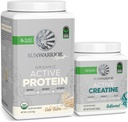Sunwarrior Vegan Protein Powder USDA Organic - - 20 Kalpo kūku mīklas uzputots un kreatīnmonohidrāta pulveris - 60 Kalpo neflavored