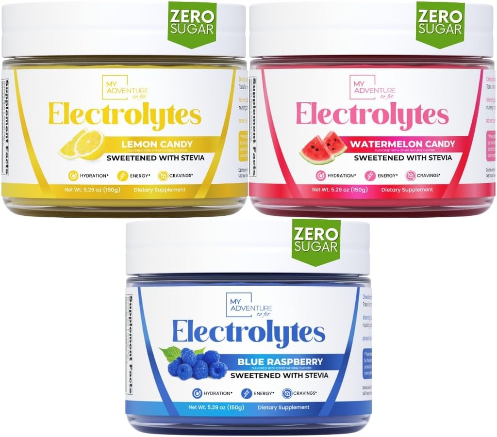 Mans piedzīvojums, lai fit zils aveņu, citronu konfektes, arbūzu konfektes Elektrolītu paka