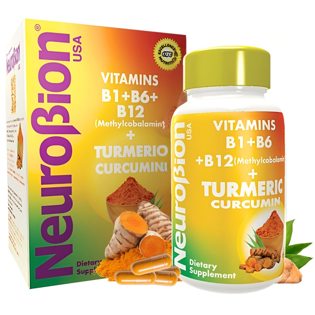 Neirobions Turmeric Curcumin 650 mg Augu papildinājums antioksidantu atbalstam, augsta absorbcija Ultra potenta turmerika papildinājums Multivitamīnu komplekss ar B12, 40 kapsulām