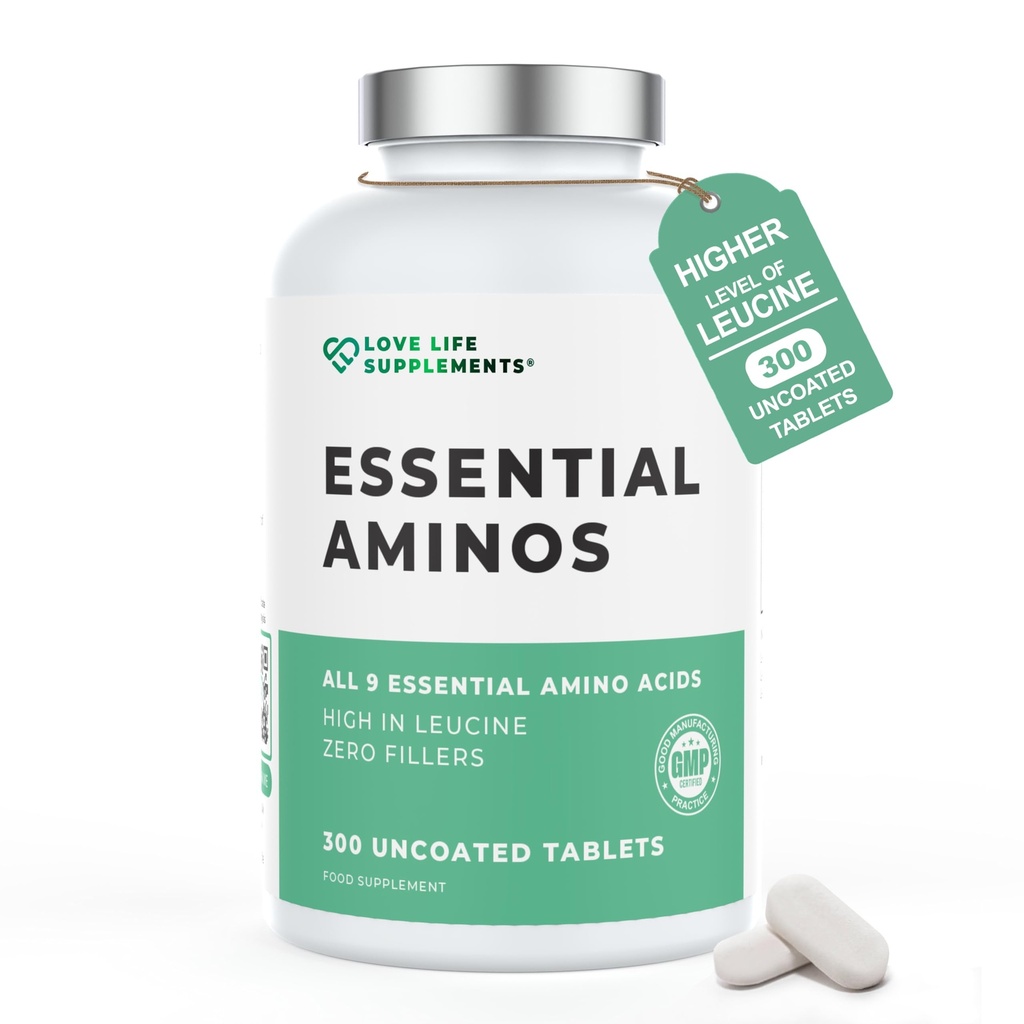 Essential Aminoskābes - 300 Viegli norīt Tabletes / 60 Pasniedz - Visas 9 EAA Aminoskābes ar visām 3 BCAA Plus 6 Vairāk EAA, lai izveidotu un labotu muskuļu, 5-10g uz apkalpo, augsts Leicīns un Vegan