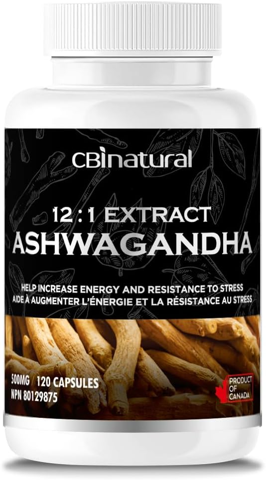 CBIdatural Ashwagandha 12:1 ekstrakts 500mg (6000 mg ekvivalents) – Enerģētika, Vitality & Men's Wellness Support – 120 Vegan kapsulas, 4 mēnešu piegādes