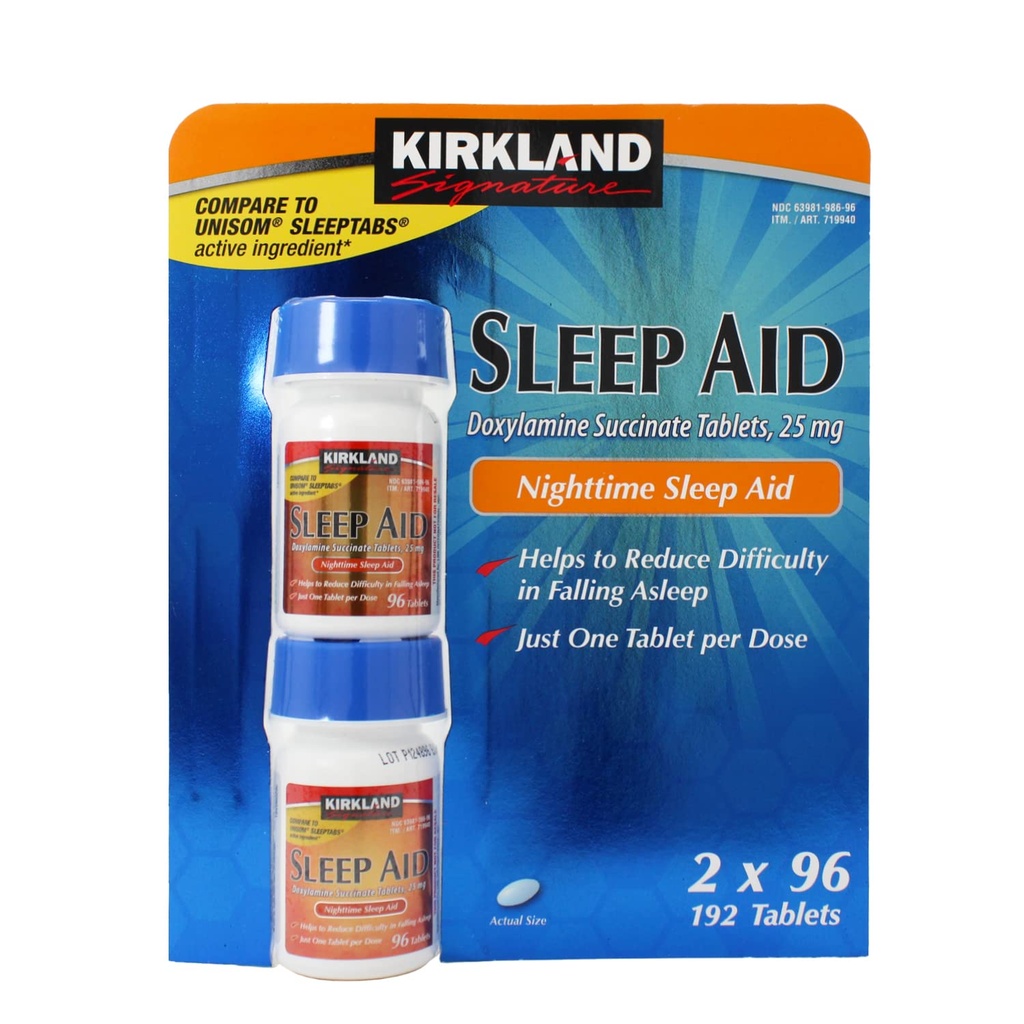 Kirkland Signature Sleep Aid Doksilamīna sukcināts 25 Mg, 192-Count (3. iepakojums)