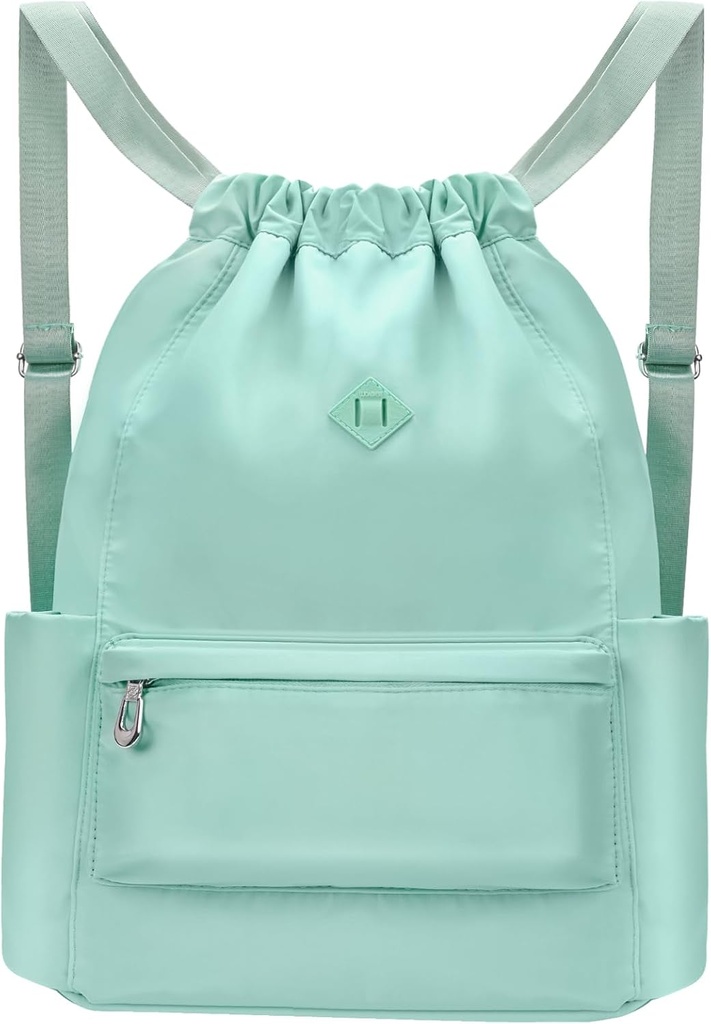 Drawstring Backpack with Wet Pocket Gym Backpack Water-Resistant Cinch String Bag Beach Swim for Women Men