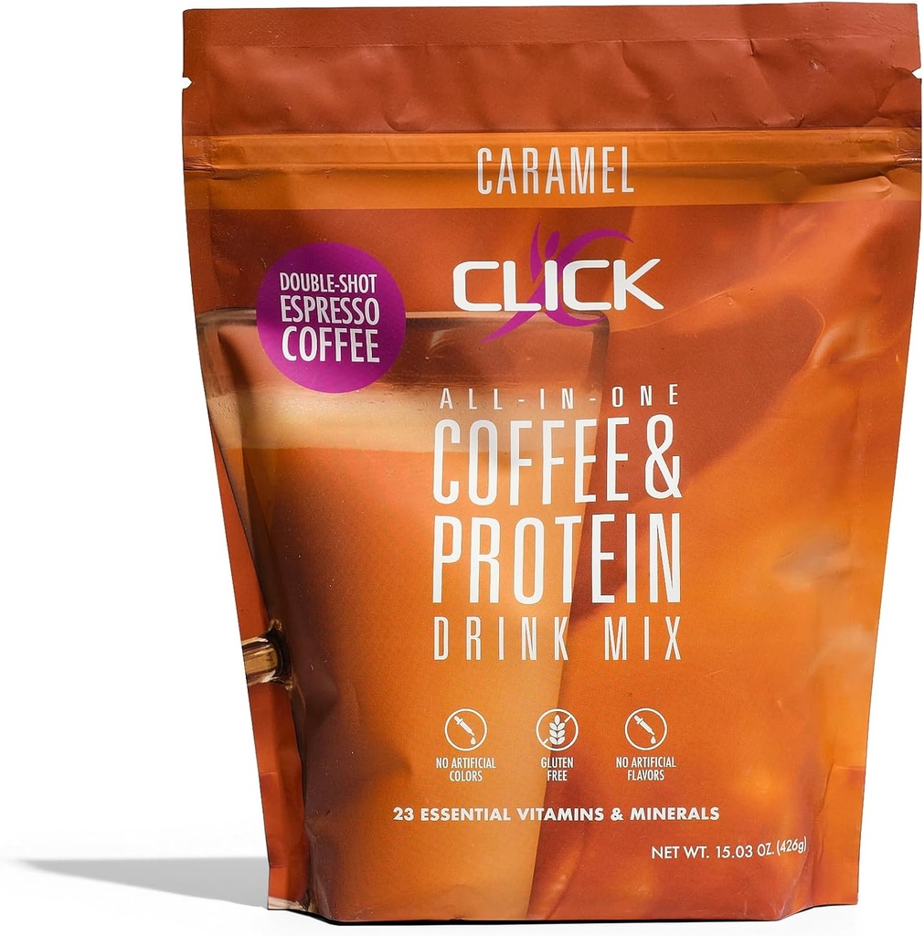 Klikšķiniet Kafijas proteīna pulveris -- Double Shot Espresso - 16g Olbaltumvielas - 23 Essential Vitamīni -- Zema Calorie Ēdienreizes aizvietošana - 150mg Kofeīns -- Bez lipekļa -- Nav Mākslīgi Flavors vai Krāsas -- Caramel