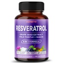 Ultra Resveratrol 8 in 1 Formula - ar vīnogu sēklu pienu Thistle Niacin (150 skaits (1. iepakojums))