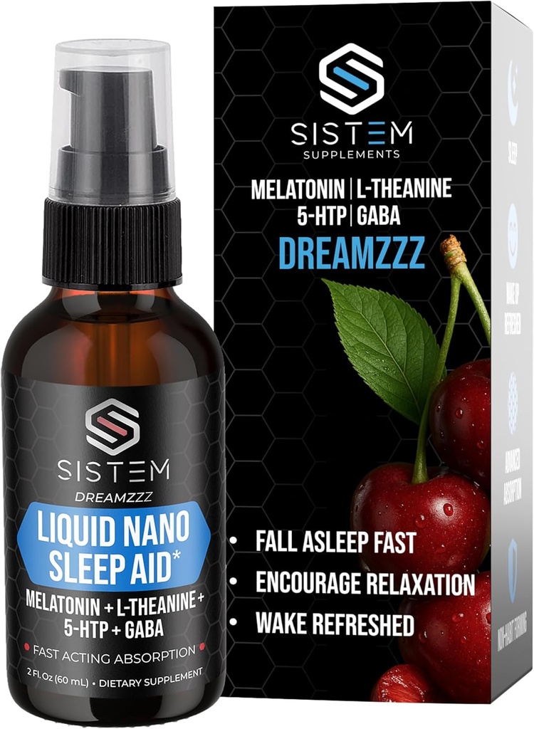 Šķidrs Nano Miega Palīgs Spray ar Melatonīnu, GABA, L-Teanīnu, 5-HTP Papildinājums Blend, Veicina Mierīgs Miega & Atjaunošana, Šķidrā Miega Palīgs pieaugušajiem, Dreamzzz ar Sistem