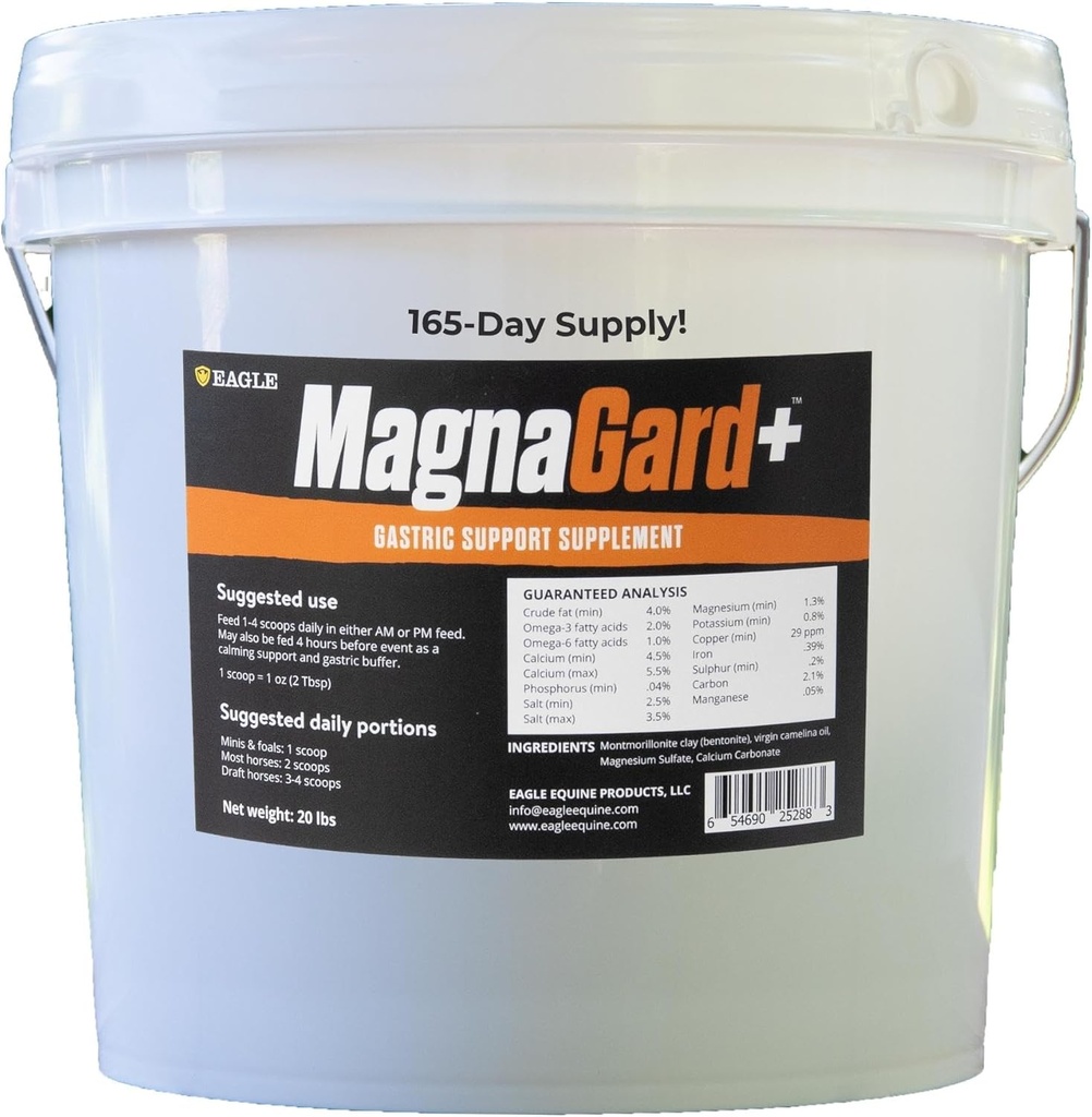 Plus-gastric atbalsta papildinājums zirgiem ar Omega 3s, Atvieglo čūlas, Kalmēšanas papildinājums, Magnijs un citas būtiskas minerālvielas, • Pulveris, 20lb Bucket, 5 mēnešu piegādes,