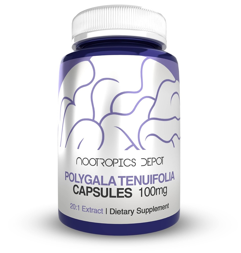Nootrops Depot Polygala tenuifolia Kapsulas - 100mg - 90 Grāfs - 20:1 Ekstrakts - Yuan Zhi - Veicināt kognitīvās funkcijas, mācīšanās un atmiņa - Supports Healthy Stress Līmeņi - Adaptogen Papildinājums