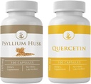 PSILIUM Husk & Quercetin Kapsulas paka (100 kapsulas katra), bez piedevām vai pildījumiem, Lab Verified