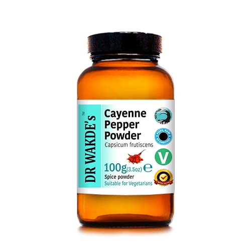DR WAKDE's Cayenne Piparu pulveris (Capsicum frutescens) - 100g (3.5oz) - tīrs, jēls un žāvēts pulveris - Ayurvedic Herb - Vegāns -