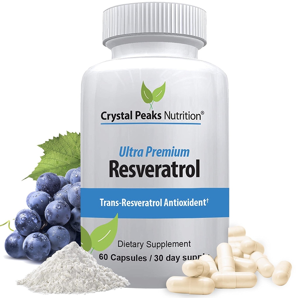 100% Natural Resveratrol Papildinājums - Trans-Resveratrol Atbalsta Novecošana - Antioksidanti Papildinājums Veicina Imūnsistēmas un locītavu atbalsts (60 kapsulas)