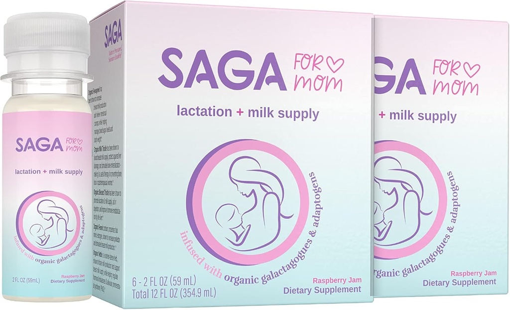 SAGA Organic Zīdīšana Shots -- Krūts piens Papildinājums ar Adaptogens – Grieķu un piena dadzis -- Augsta Biopieejamība un Ātrs Onset -- Palielina Dienas Piena Piedāvājums -- Orange Mimosa 2oz Shots (4-Iepakojums)