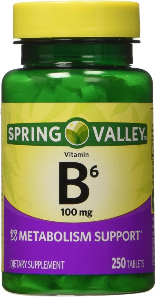 Spring Valley - vitamīns B-6 (piridoksīns) 100 mg, 250 tabletes