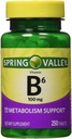 Spring Valley - vitamīns B-6 (piridoksīns) 100 mg, 250 tabletes