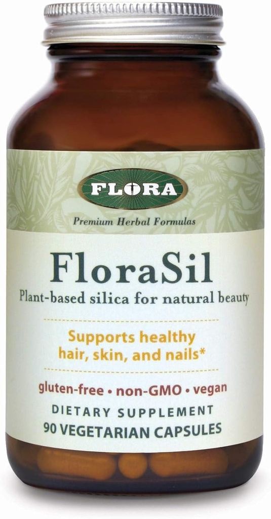 Flora FloraSil 90 Veg Capsules - Silica Papildinājums ar zirgastes ekstraktu veseliem matiem, ādai un nagiem* - Atbalsta kolagēna veidošanās