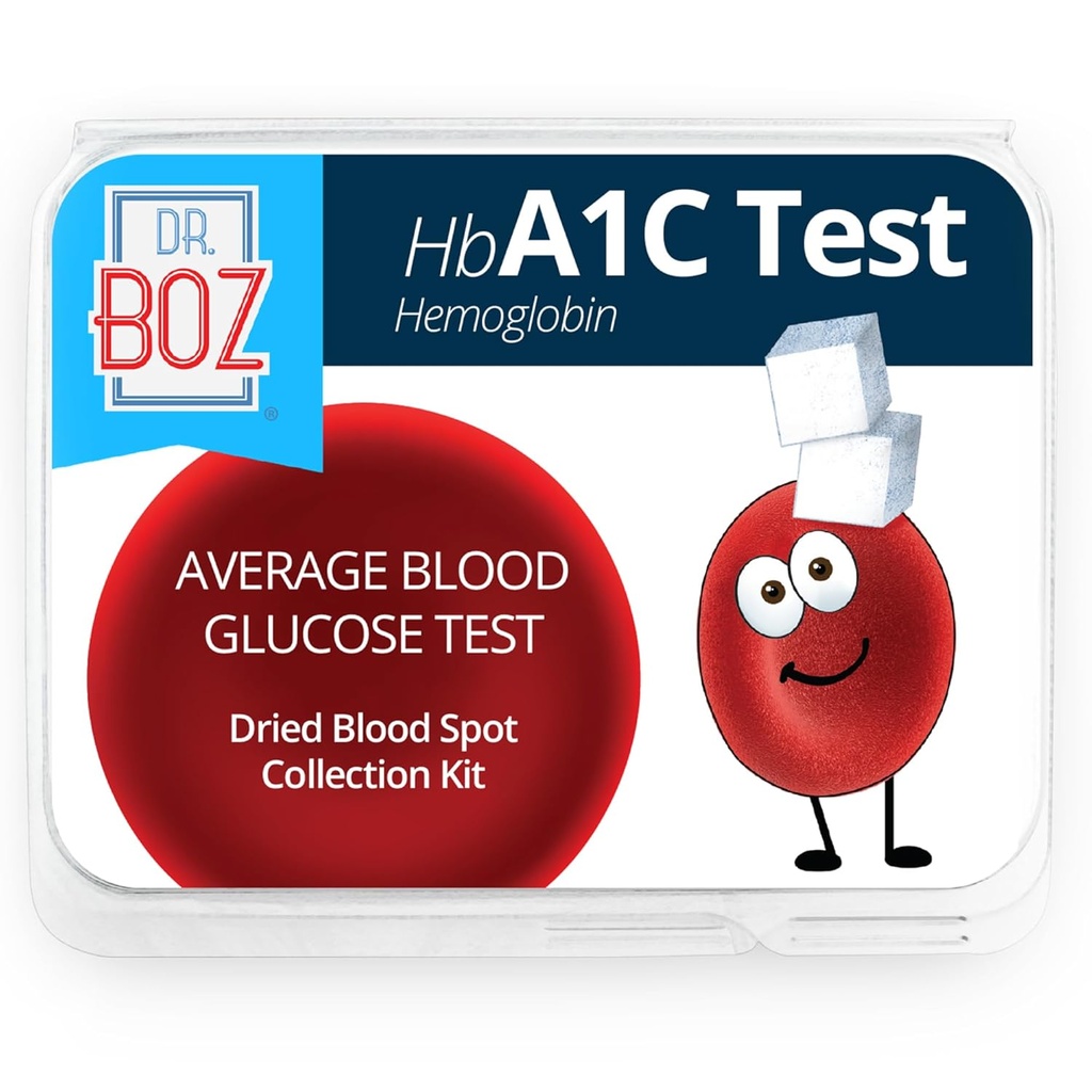 Dr. Boz - Hemoglobīns A1C Mājas Testu komplekts - Asins kolekcijas komplekts ar laboratorijas rezultātiem - Cukura līmenis asinīs & hbA1c līmenis - Lancets, Līmeņi, Alkohola tīrītava, Aploksne - Ražots ASV - Diabetes Care & Self Care