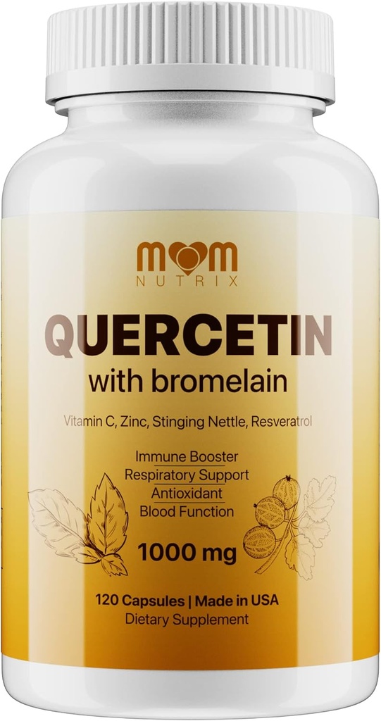 Advanced Quercetin ar Bromelain - 120 kapsulas ar Plūškoka ogas, Dzeloņa, Resveratrol, Cinka, C vitamīns & D - Ražots ASV