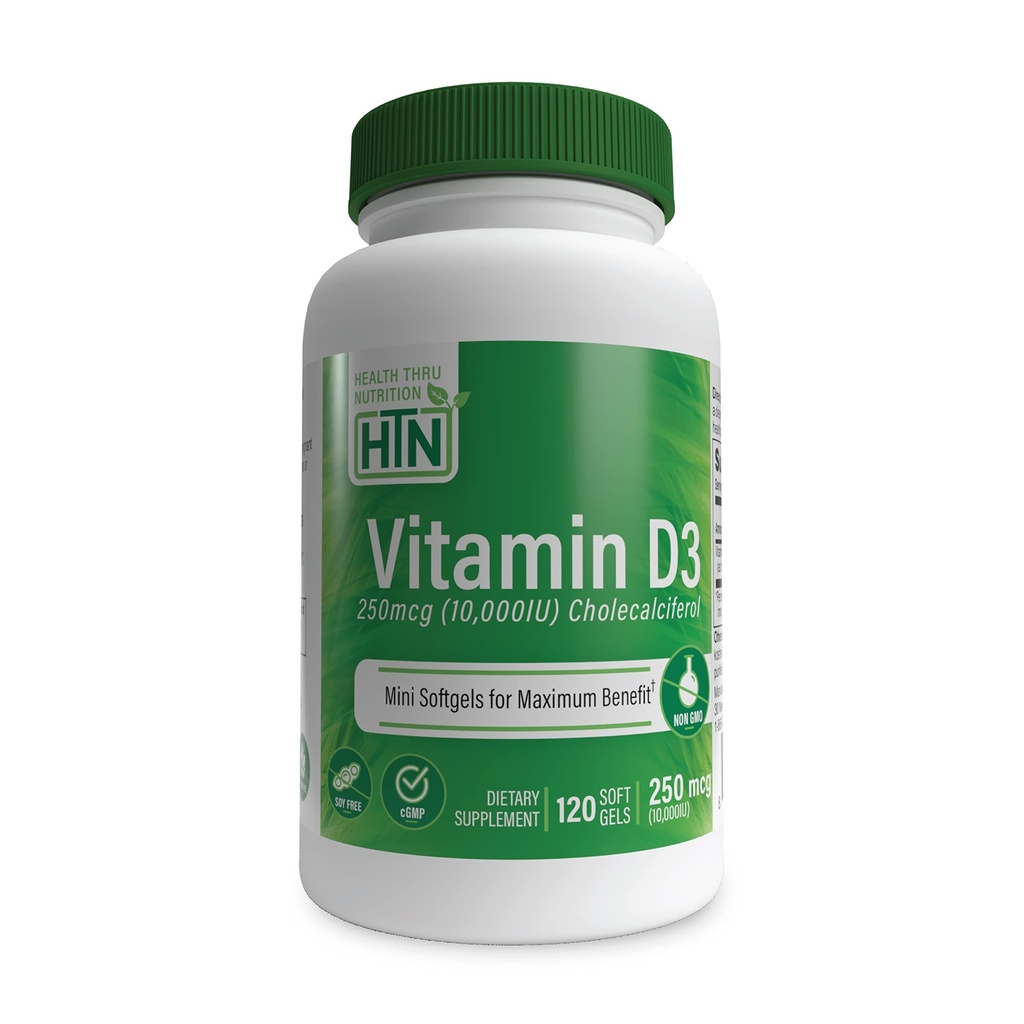 Veselība Uzturs D3 vitamīns 10 000iu 120 Mini Softgels par maksimālo ieguvumu - 250mkg Holekalciferols - 3rd Party Pārbaudīts -- Ne-GMO USP Organiskā EVOO pakāpe 