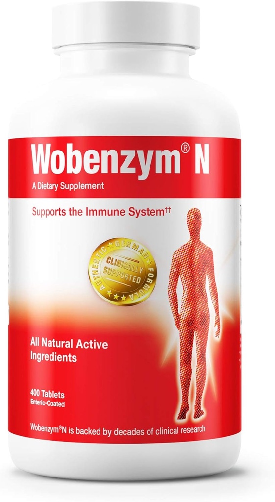 Douglas Laboratories Wobenzym N - Autentisks vācu papildinājums - sistēmiskie enzīmi - imūnai sistēmai un kopīgai veselībai* - ar papaīnu, Rutin un Bromelain - 400 zarnās šķīstošas tabletes