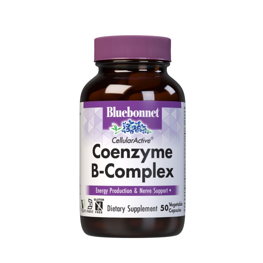 Bluebonnet Nutrition Celular Active Coenzyme B-Complex, Energy Production & Nerve Support*, Vegan, Kosher Sertificēts, bez lipekļa, bez sojas, bez piena, 50 Dārzeņu kapsulas, 50 Servējumi