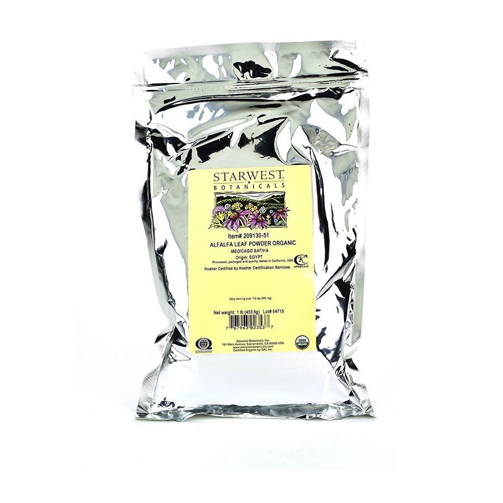 Zvaigznes Botānika Organic Egypt Alfalfa Leaf Powder, 1 Pound Bulk Bag