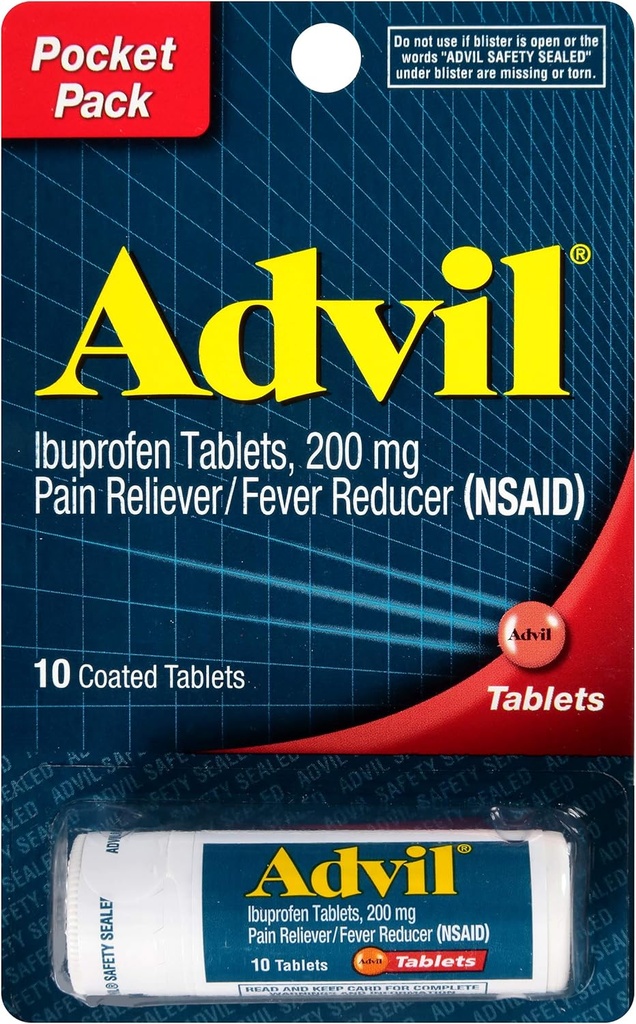 Apvalkotās tabletes Sāpes Reliver un drudzis Samazinātājs, Ibuprofēns 200mg, 12 x 10 Skaits, ceļojumu izmēra pudele