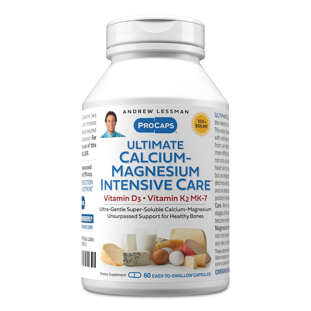 ANDREW LESSMAN Ultimate Calcium-Magnium Intensīva aprūpe ar vitamīnu D3 & K2 MK7-120 μg - 60 kapsulas - Kaulu un skeleta veselības Essentials. Mierīgi norīt, superšķīd. Piedevas nav