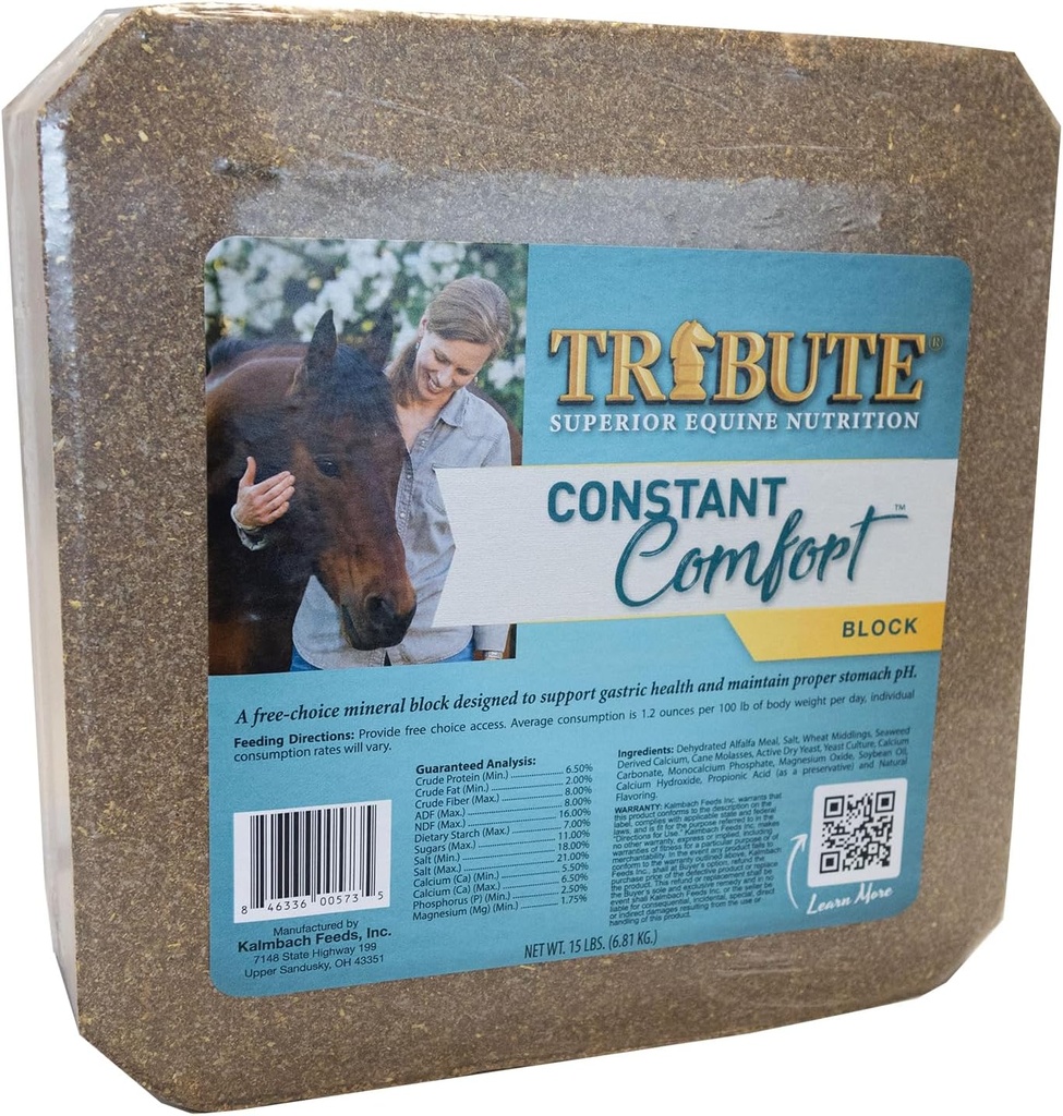 Konstant Comfort papildinājums bloks, lai atbalstītu kuņģa veselību zirgiem, 15 lb