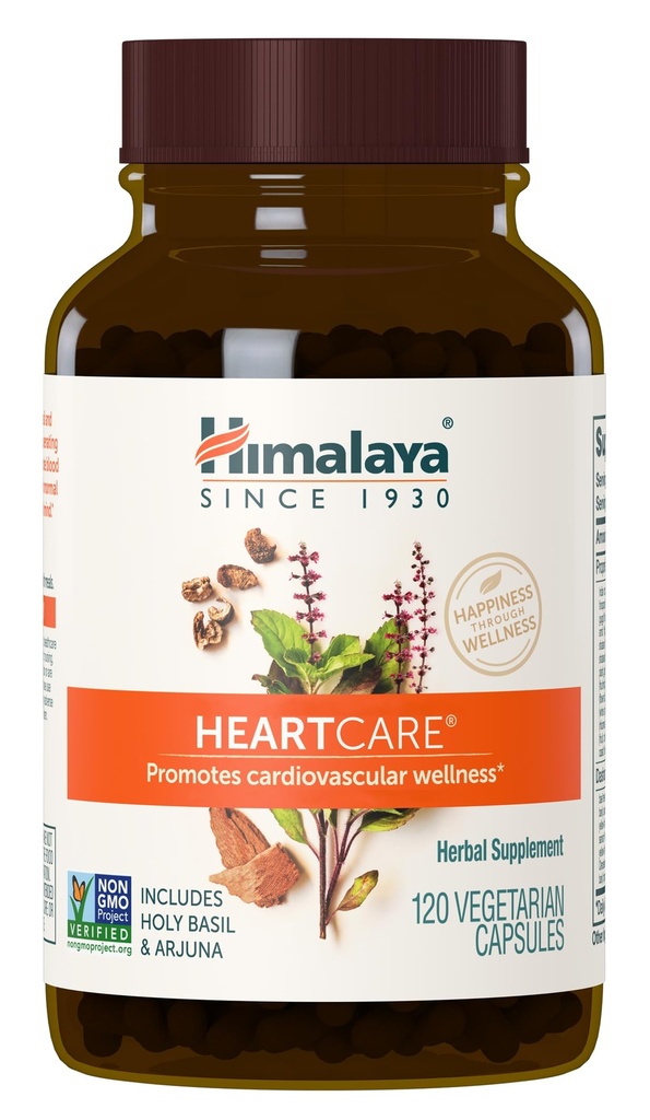 Himalaya HeartCare - Herbal Heart Veselības bagātinātāji ar Ashwagandha un Amla - Vegan, Non-GMO, bez lipekļa, 720 mg, 120 kapsulas