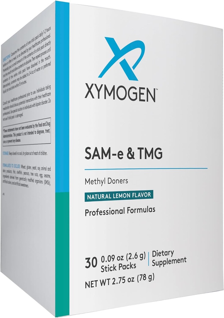 XYMOGEN SAM-e & TMG - Trimetilglicīns, SAM-e 400mg, un kalcija papildinājums - Aknu un garastāvokļa atbalsta papildinājums - bez lipekļa, vegāna un ne ĢMO (30 Kalpo)
