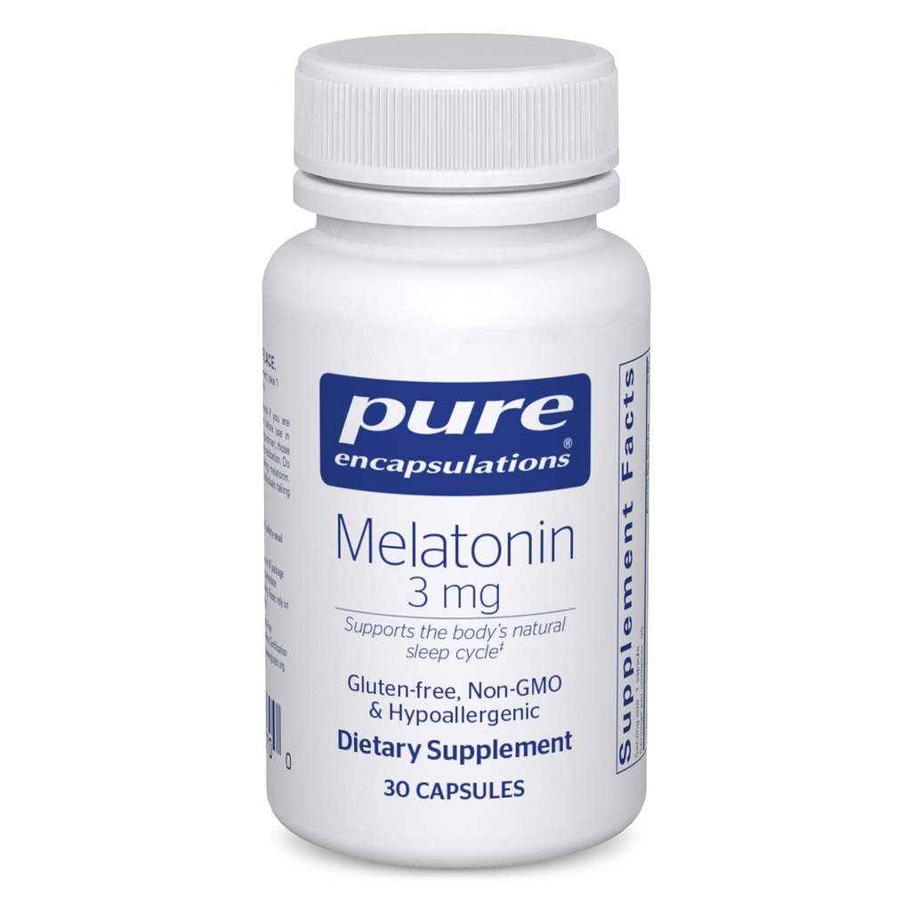 Pure Iekapsulācijas Melatonīns 3 mg - Antioksidants Papildinājums, lai atbalstītu dabīgu miegu un atvieglotu negaidītu bezmiegu - dabas miega atbalstam* - 30 kapsulas