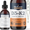 D3 vitamīns K2 Šķidrums D3 5 000 SV + K2 MK-7 200mkg Max Uzsūkšanās Imūnbalsts bērniem un pieaugušajiem - Vegāns - ne-GMO -glutēns, piens, sojas alkohols bez 1 Oz