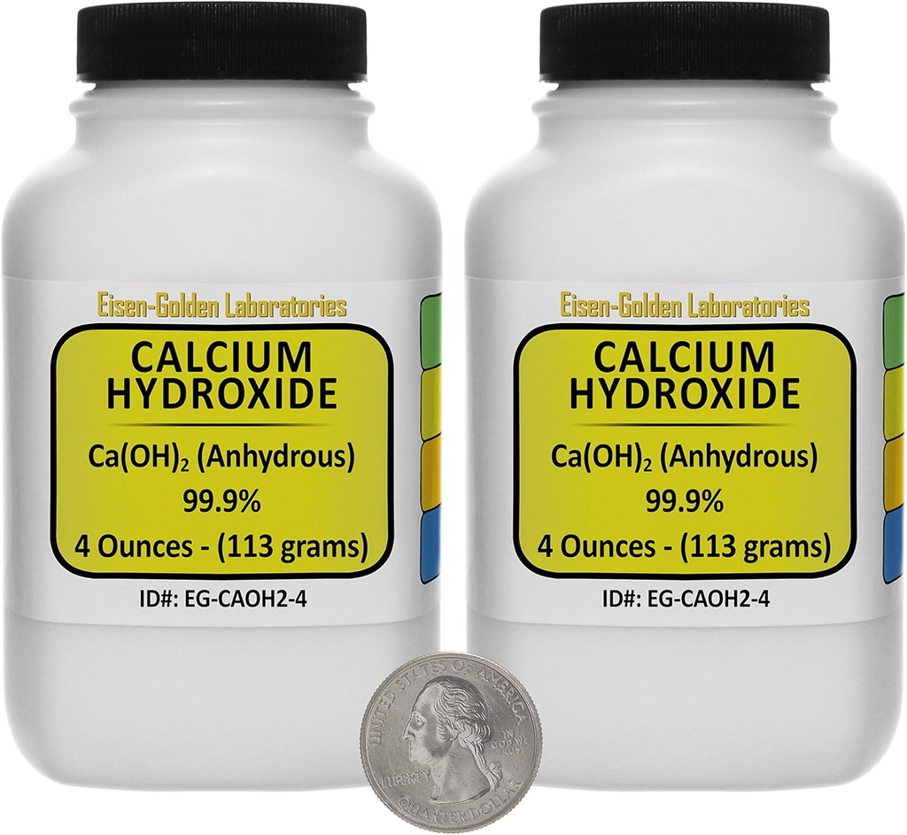 Kalcija hidroksīds [Ca(OH)2] 99,9% AKS pakāpes pulveris 8 Oz divās starpsienu pudelēs