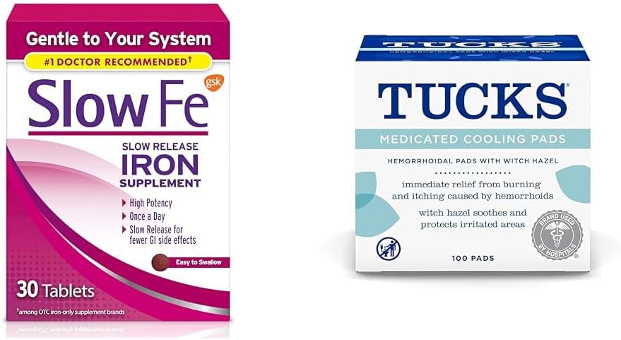 Lēns Fe 45mg dzelzs papildinājums dzelzs deficītu tabletes un pīles Ārstnieciskā Dzesēšanas Pads hemoroīdi, 100 Skaits