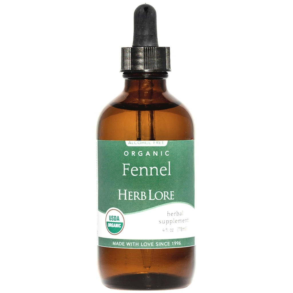 Herb Lore Organic Fenhel Seed Tincture - Soothes Gas & Bloating - Zīdīšanas atbalsta papildinājums - 4 fl oz