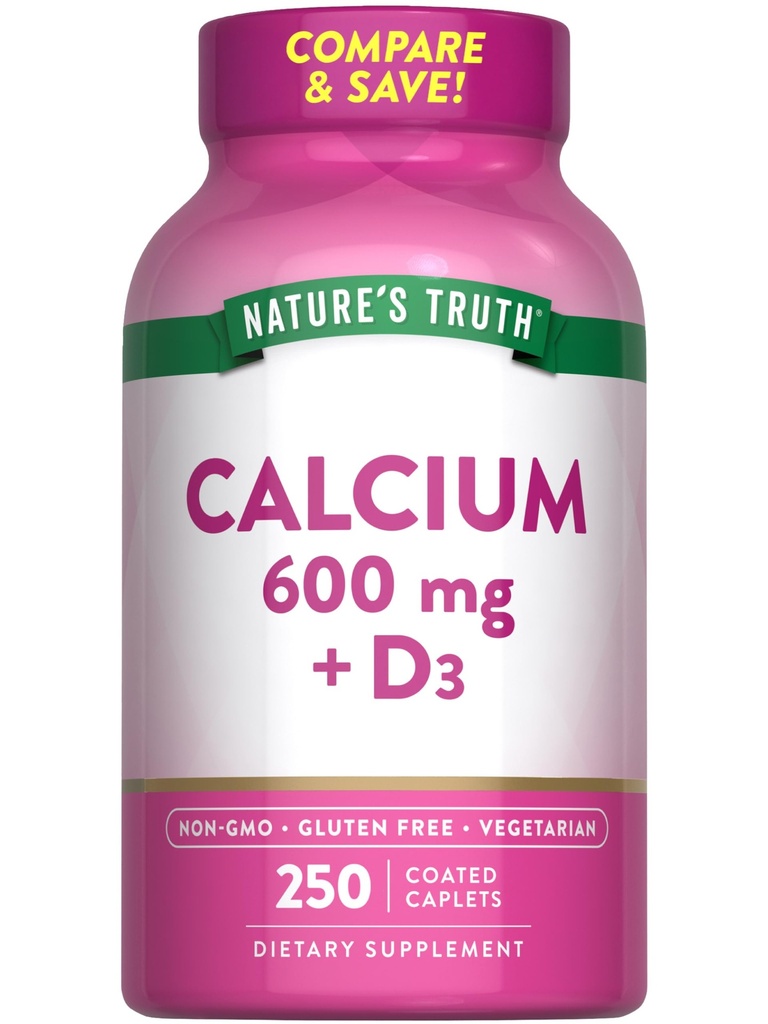 Dabas patiesība Kalcijs 600mg ar D3 vitamīnu 250 Caplets 