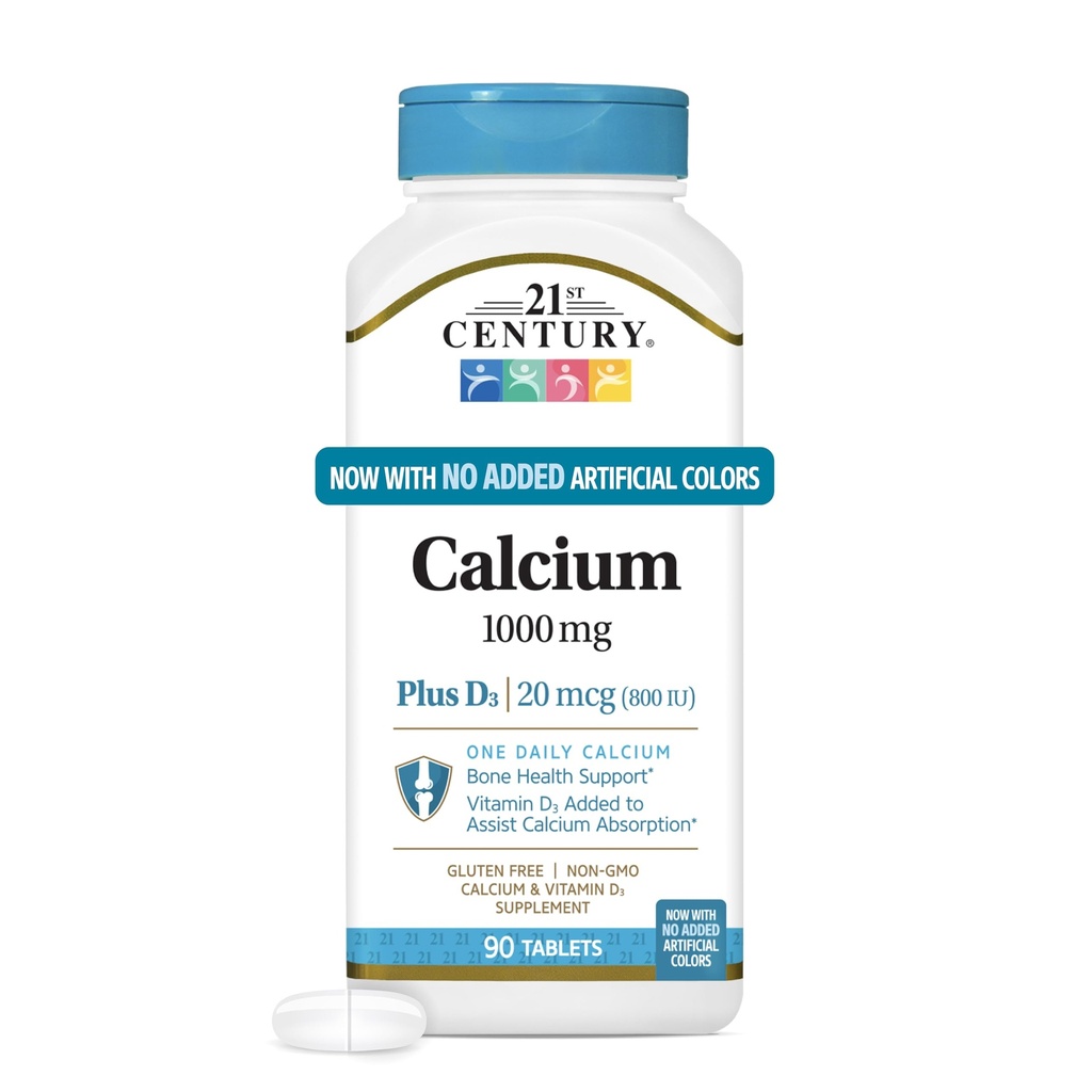 21. gadsimta kalcija Plus D tabletes, 1000 mg, 90 Skaits