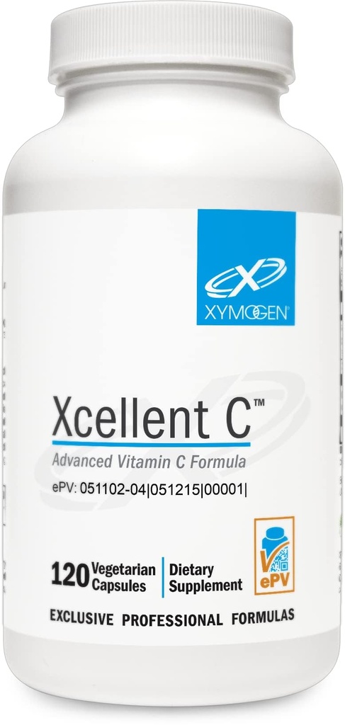 XYMOGEN Xcellent C - Augstas devas C vitamīna Papildinājums ar BioPerine pastiprinātai absorbcijai - Bufered, lai samazinātu GI Upset - Imūnsupport + Antioksidantu Papildinājums (120 kapsulas)