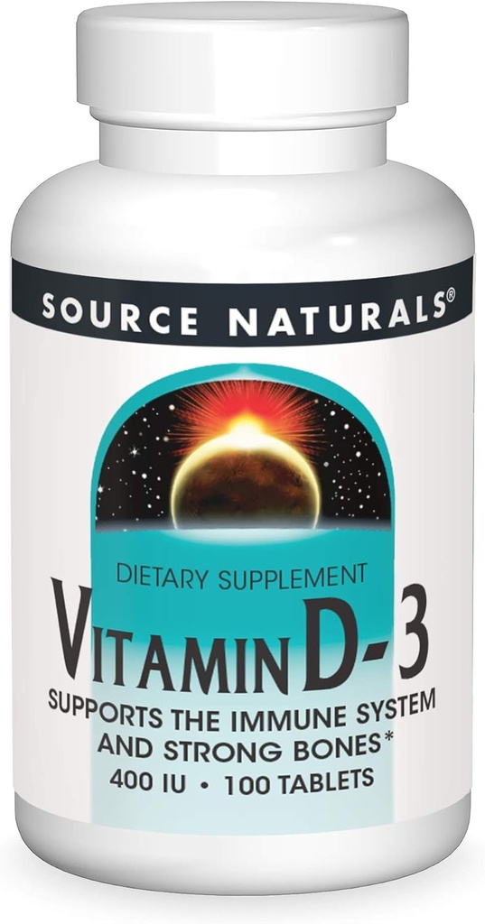 Avots Dabas vitamīns D- 3 400 iu, atbalsta Imūno sistēmu un spēcīgus kaulus* - 100 tabletes