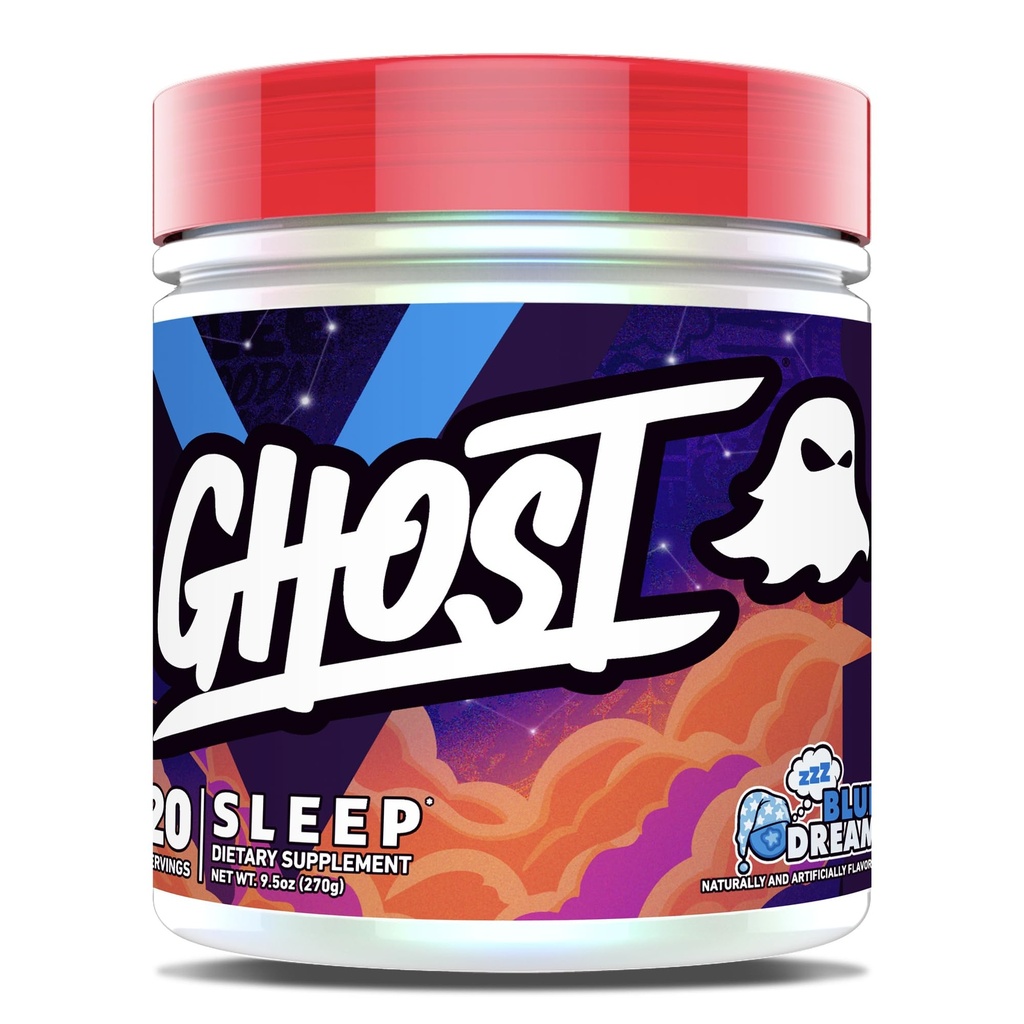 GHOST Miega uztura bagātinātājs, Blue Dream - Atveseļošana un atpūta ar Premium sastāvdaļām, tostarp Melatonīnu, Jaunpiens un Ashwagandha – Atbalsta Miega kvalitāte - bez lipekļa un bez cukura