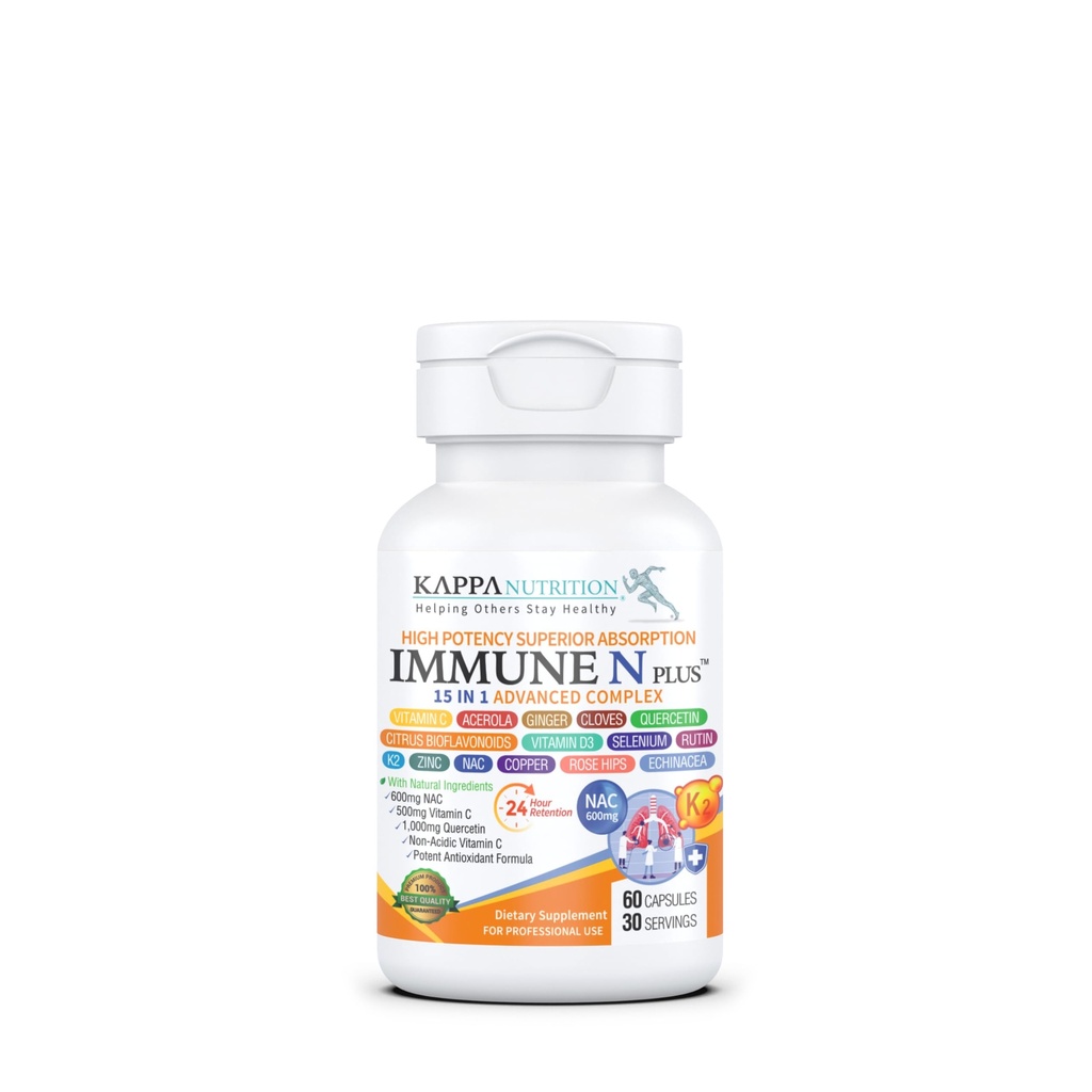 (60 kapsulas), NAC 600 mg, Quercetin 1 000 mg, vitamīns C 500 mg, cinks 50 mg, vitamīns D3 5000iu, selēns, varš, acerola, ingvers, Rutin, Citrus Bioflavonoids, Rose Hips, Echinacea, Imūnās N Plus 15 1