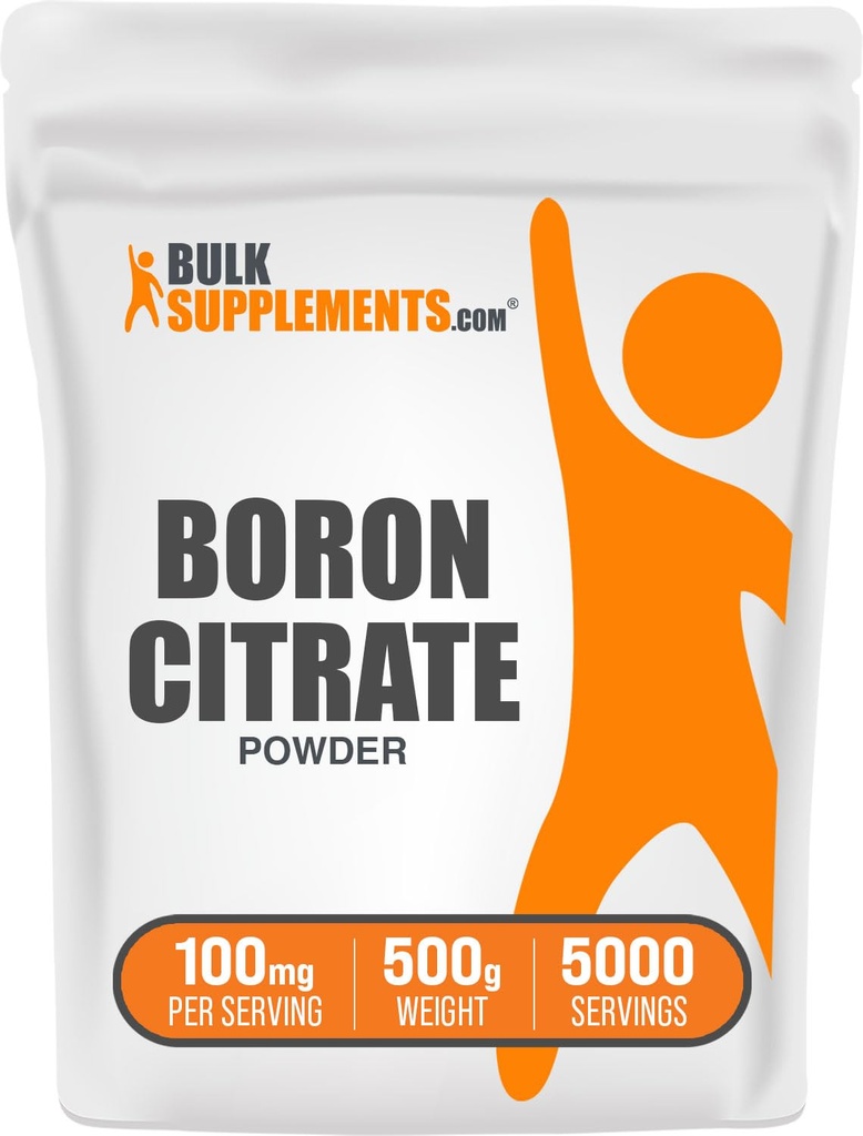 BulkSupplements.com Borona citrāts pulveris - Borona papildinājums vīriešiem un sievietēm, Pārtikas pakāpe - kaulu un locītavu atbalstam, 100mg uz apkalpojošo, 500g (1,1 lbs) (1. iepakojums)