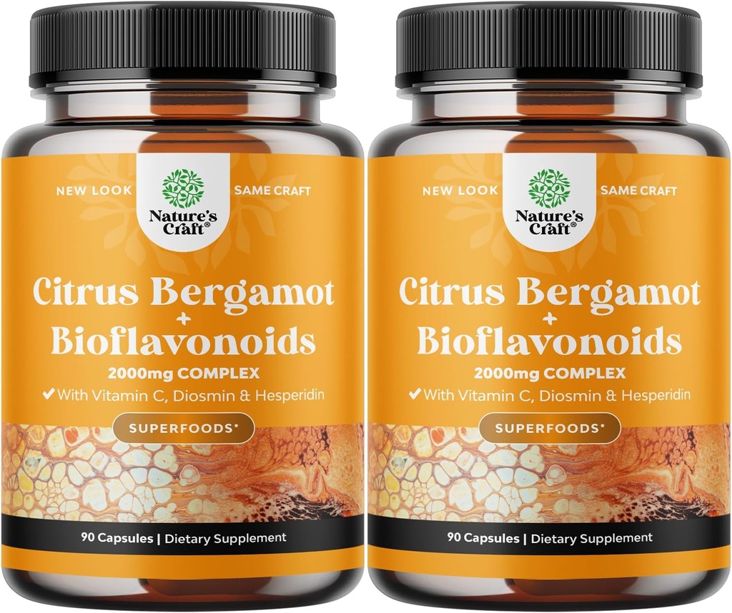 Citrus Bergamot Papildinājums ar Citrus Bioflavonoids - Ultimate Citrus Bioflavonoids Papildinājums ar Citrus Bergamot Extract 1000mg Rutin un Hesperidin Immunity & Heart Health Support (2 mēneši)