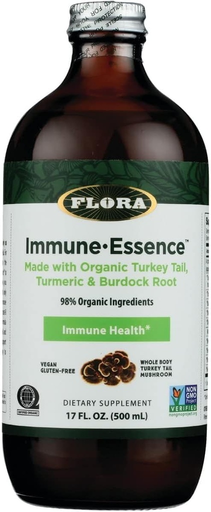 Flora Veselība Flor-Essence ar Turciju Tail & Turmeric, Bagātīgs ar polisaharīdiem, 35+ Fenoli savienojumi ar antioksidanti un immunity Support, 17-fl. oz. Stikla pudele