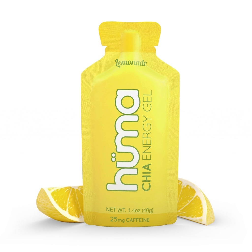 Huma Chia Energy Gels, Lemonāde, 12 gels, 25mg kofeīns - Premier Sports Uzturs izturības vingrinājumi